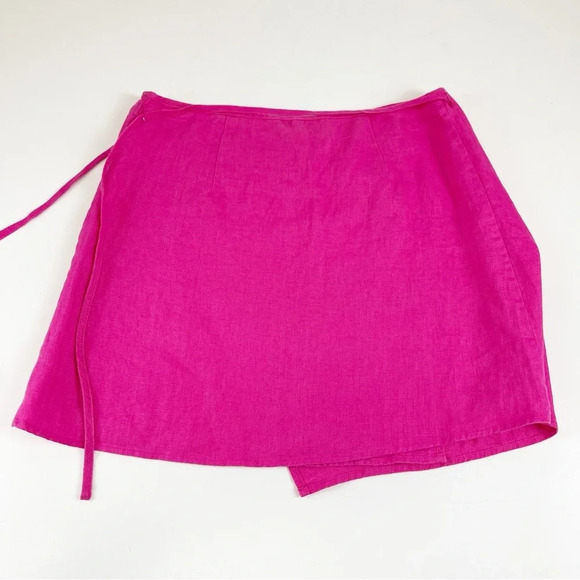 NEW Rails Mini Skirt Size XS Pink Raspberry Mateo Linen Wrap NWOT - Picture 2 of 11